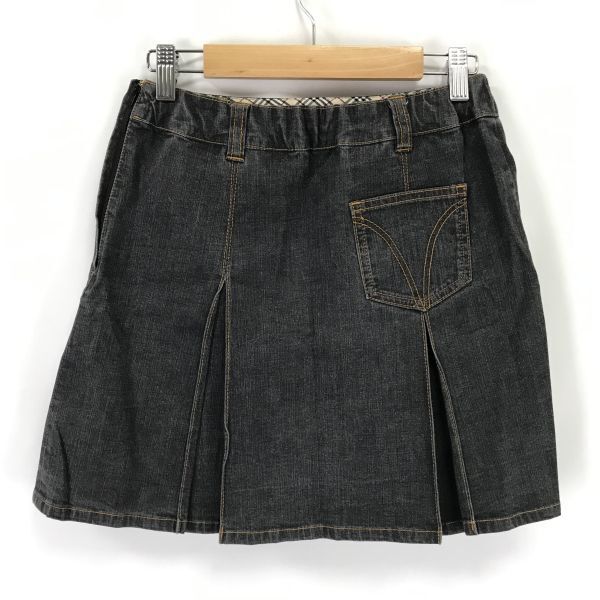 バーバリー/BURBERRY★ミニ丈/デニムスカート【キッズ150A/子供服/女の子/薄めの黒/light black】三陽商会正規品/Skirts◆BH983_画像2