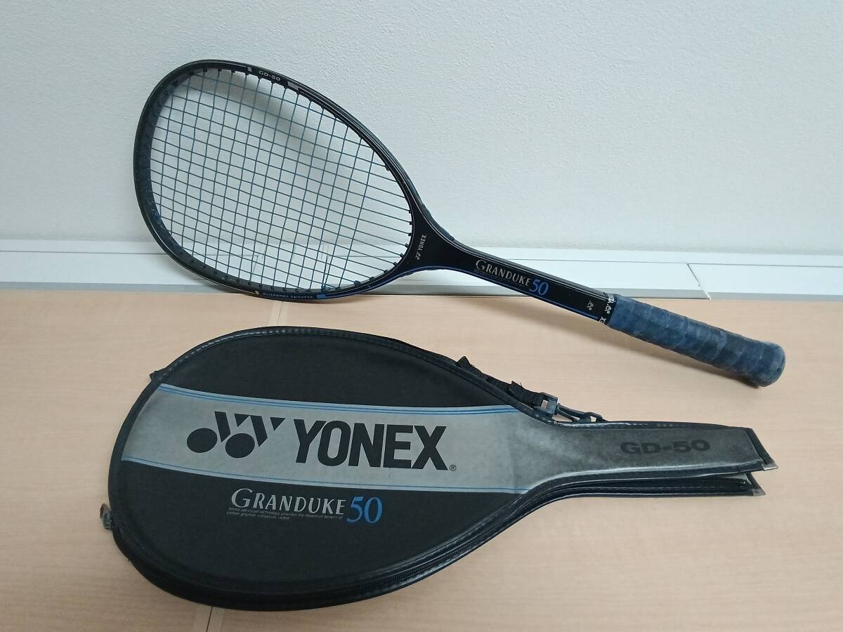 ヨネックス YONEX GRANDUKE 50 グランデューク50 GD-50 ケース付(プラスチックの左フック破損あり) ソフトテニス/軟式/ラケット UF17_画像1