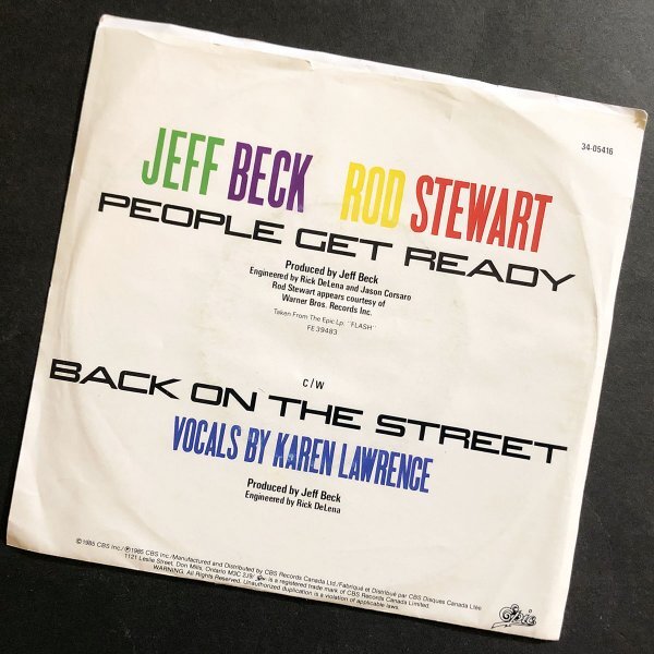 JEFF BECK & ROD STEWART People Get Ready カナダ盤シングル Epic 1985_画像2