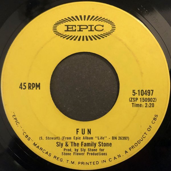 SLY & THE FAMILY STONE Hot Fun in the Summertime カナダ盤シングル Epic 1969_画像2