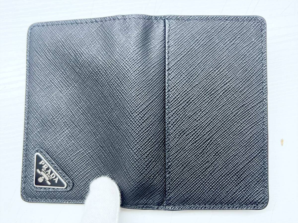  почти не использовался действующий прекрасный товар PRADA Prada треугольник Logo safia-no карта держатель футляр для визитных карточек чёрный RFID 2MC105_QHH_F0002