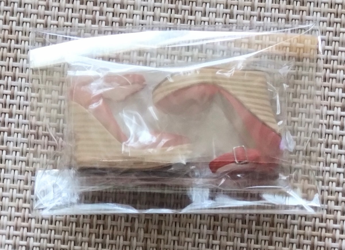 Sekiguchi セキグチ ウェッジソールパンプス レッド×ベージュ木目 未開封_画像1