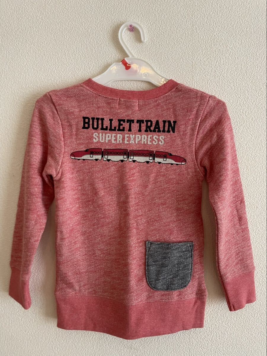 【新品タグ付き】【送料込】新幹線プリント スリムフィットトレーナー サイズ110_画像2