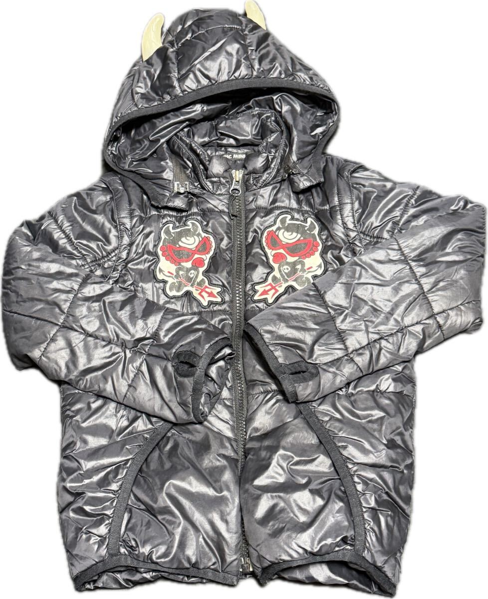 ヒステリックミニ ヒスミニ プリマロフト ダウンジャケット キッズ アウター 黒 ブラック 120cm 蓄光角付き リバーシブル hystericmini_画像1