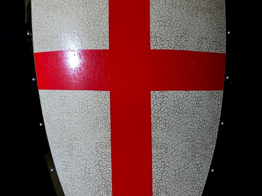 盾 サイズ約 H790xW470 看板 壁掛け ホーロー インテリア 十字 クロス 英雄 ヒーロー 【JJ134】_画像3