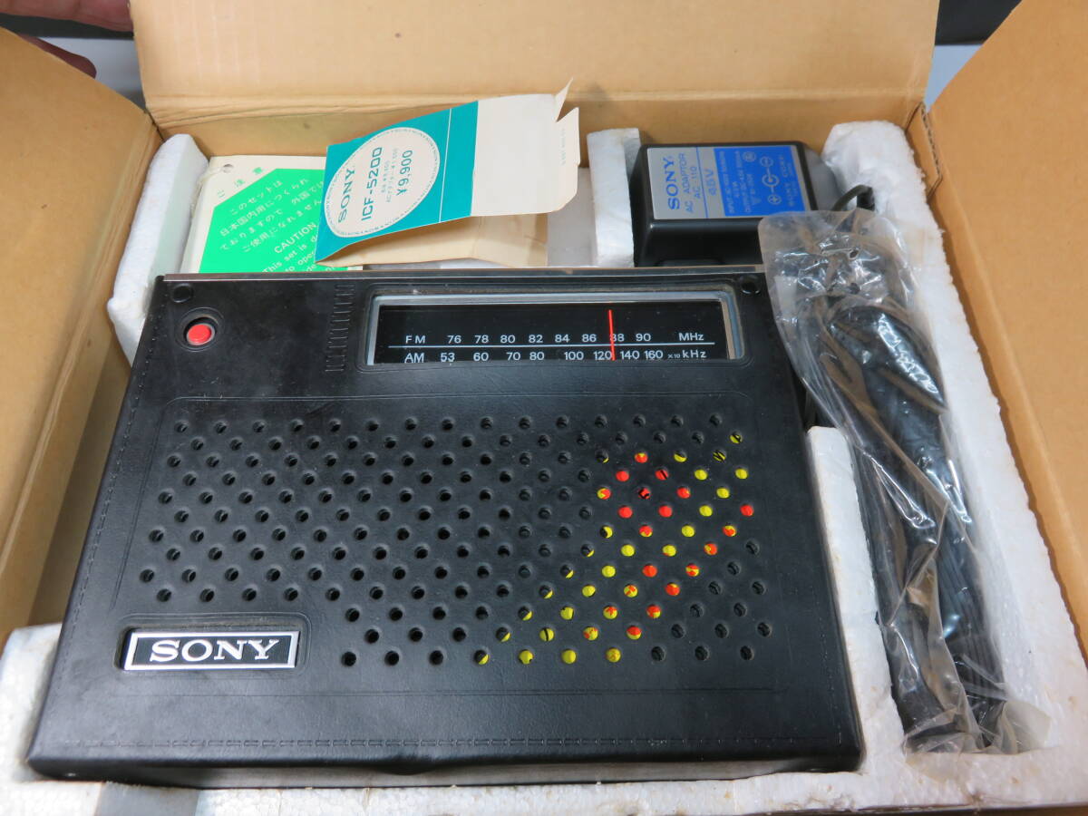  Showa Retro #[SONY solid состояние FM/AM портативный радио ] ICF-5200 работа OK вместе с коробкой 