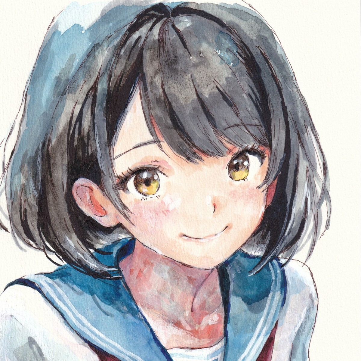 [1 пункт предмет ] оригинал Cara чёрный . цвет иллюстрации оригинал ручные иллюстрации A4 размер акварельная живопись исходная картина симпатичный 