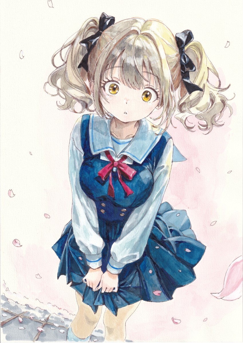 [1 пункт предмет ] оригинал Cara золотой . цвет иллюстрации оригинал ручные иллюстрации A4 размер акварельная живопись исходная картина симпатичный 