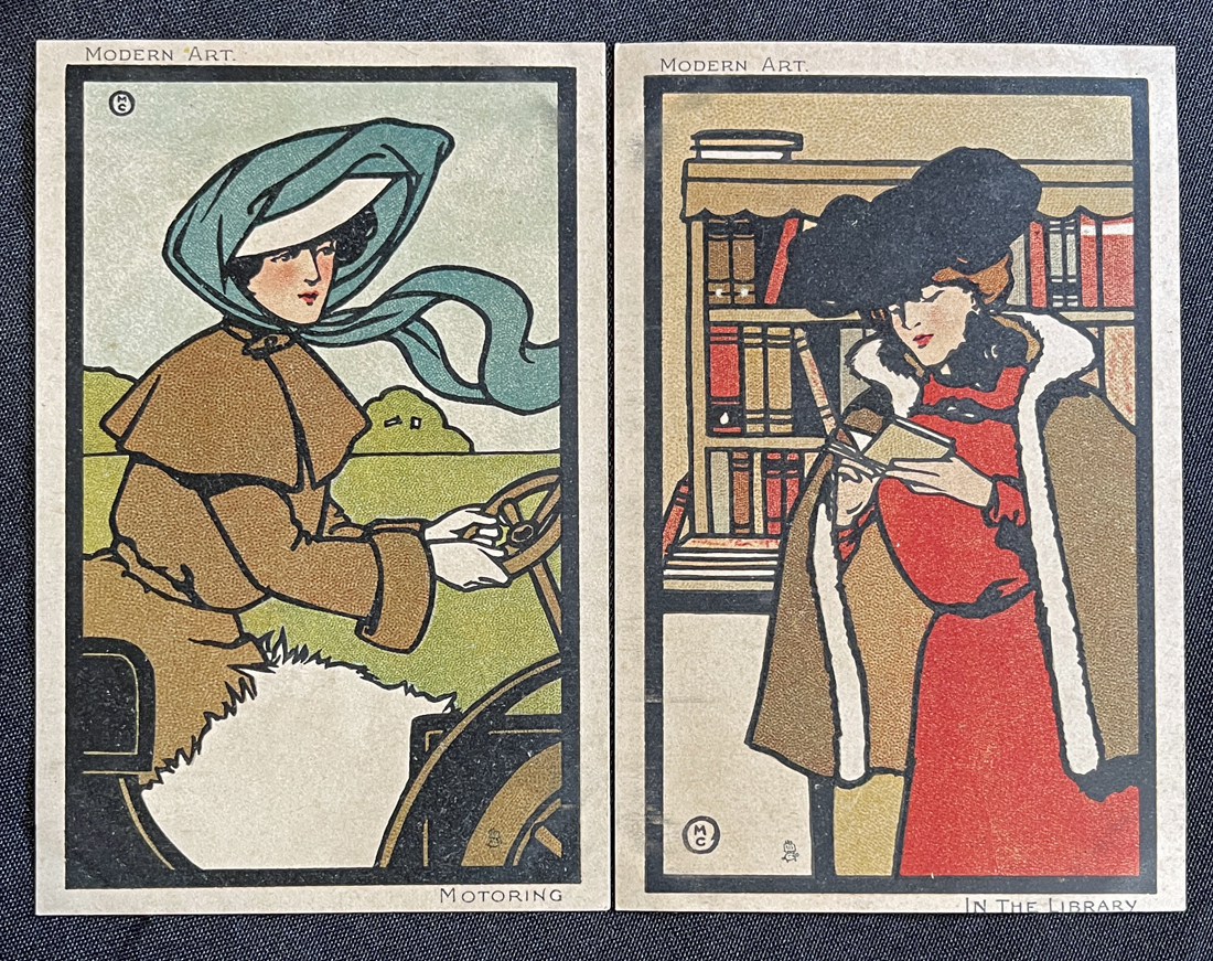 ◆アンティークポストカード18◆Raphael Tuck&Sons製メアリー・エヴァンス画美女2枚 アールヌーボー 明治期外国製絵葉書 美術・アートの画像1