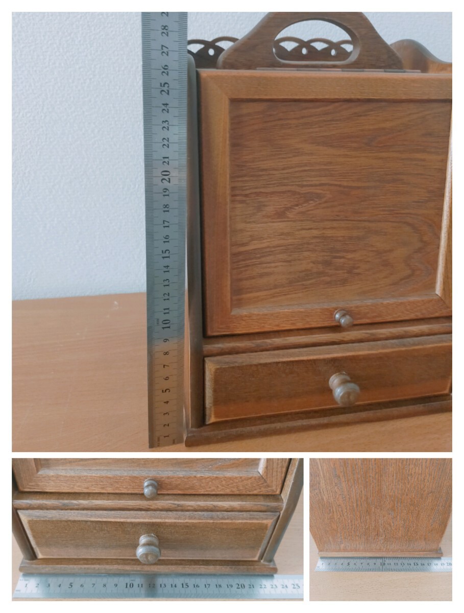 ★USED品★　メイクボックス　コスメティック　ミニドレッサー　木製　ウッド　鏡　パリの雑貨屋さん？　_画像10