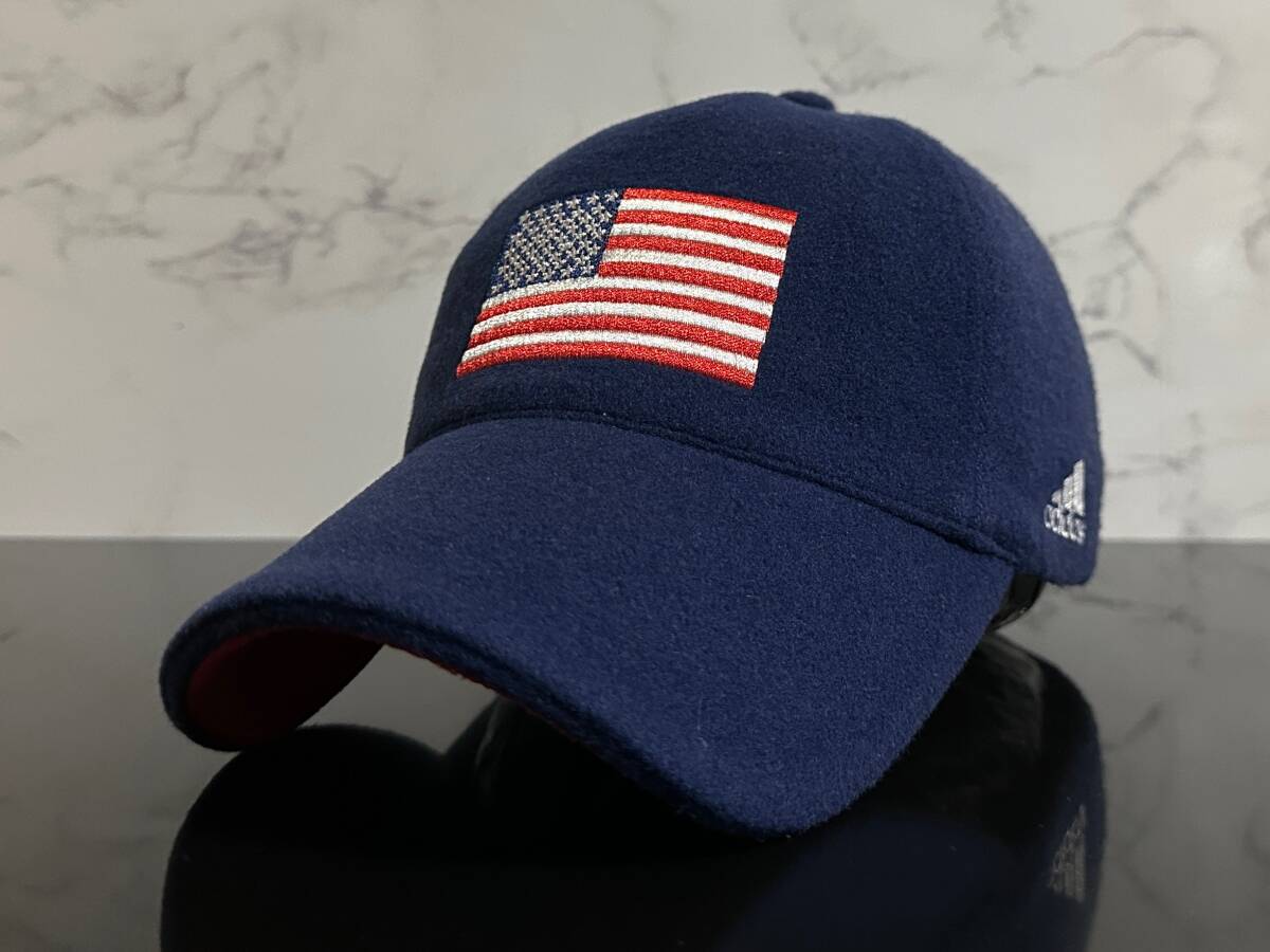 【未使用品】876NE クール★adidas アディダス キャップ 帽子 CAP クールなネイビーとレッドにホワイトロゴと国旗ロゴ！《FREEサイズ》_画像1