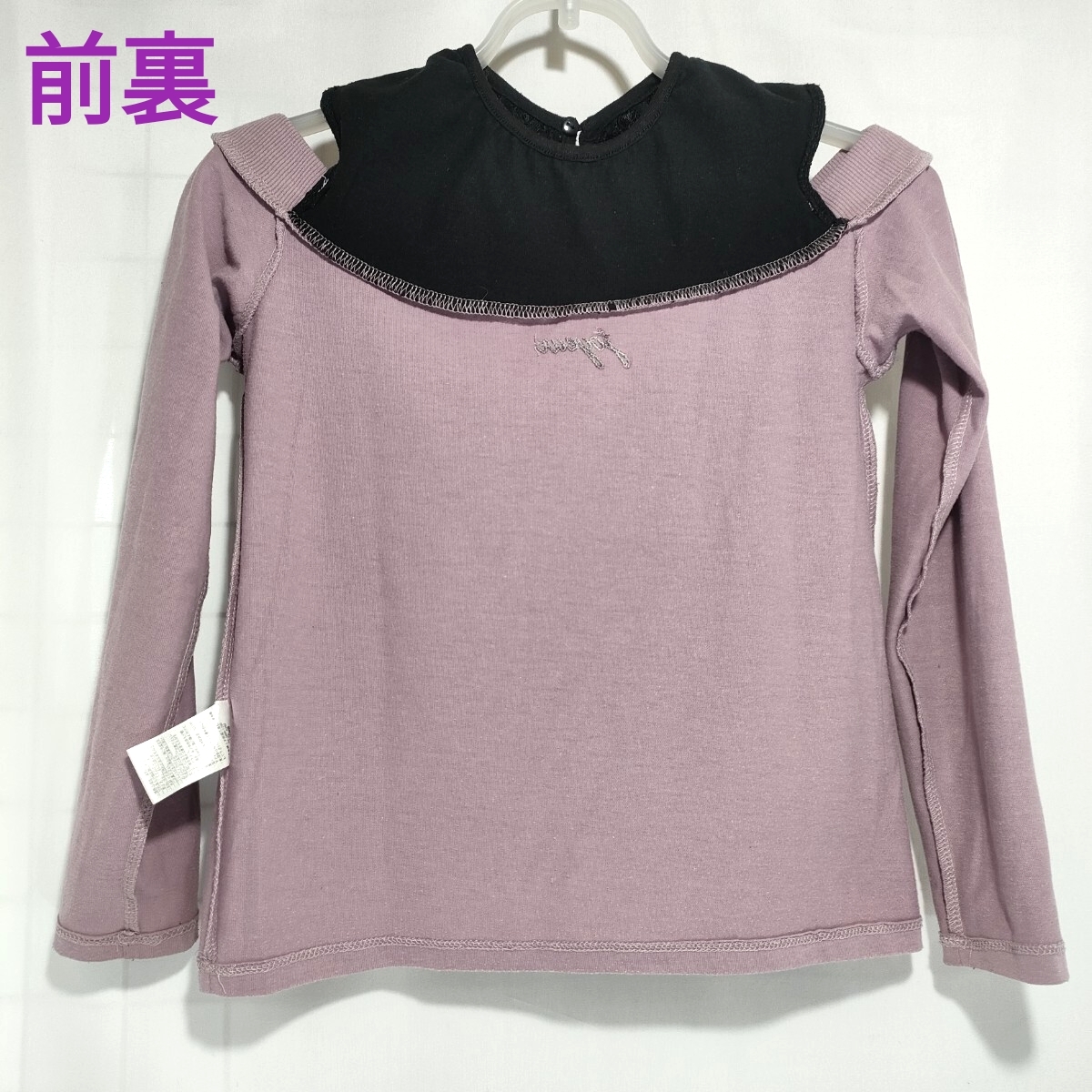 【★送料無料★女の子用 USED 黒＆パープル 重ね着風カットソー(140サイズ)★RETRO GIRL(レトロガール)★】_画像3
