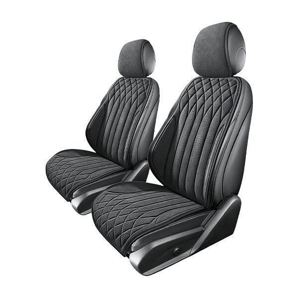 送料無料 マツダ アクセラ BM 汎用 スエード エプロンタイプ シートカバー ブラック 運転席 助手席 前席のみ 被せるタイプ_画像1