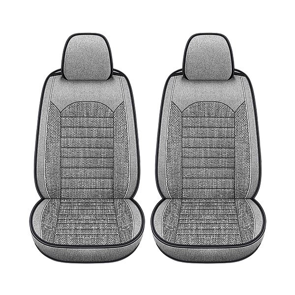 マツダ CX9 TB 汎用 シートカバー 2席セット グレー リネン 前席 運転席 助手席 被せるだけ フルカバー_画像1