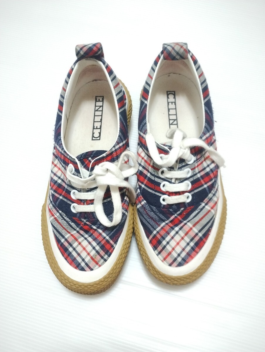 セリーヌ チェック柄 スニーカー_画像1