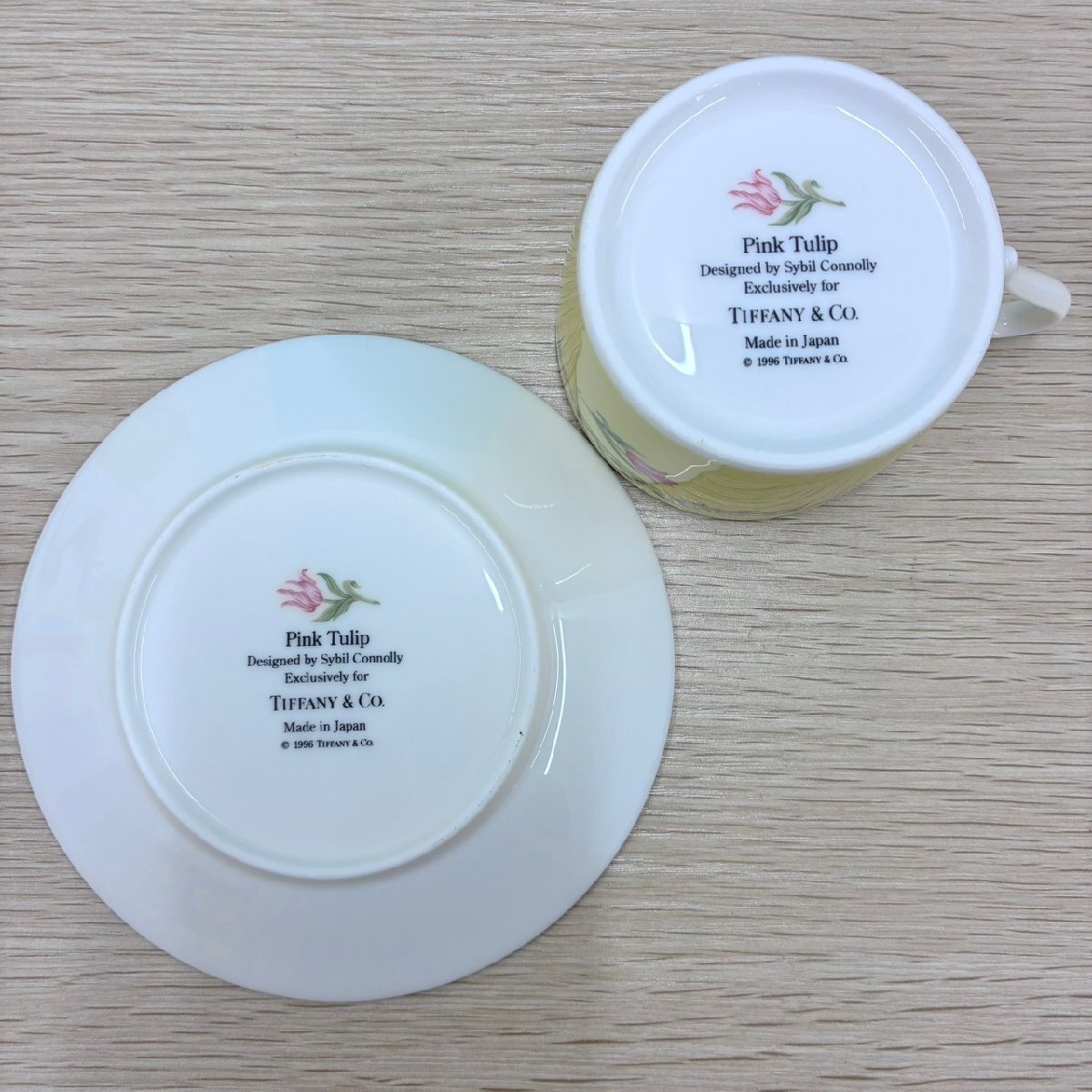 【i25110032】 Tiffany& Co. Pink Tulip ペア カップ＆ソーサー 箱付きの画像5