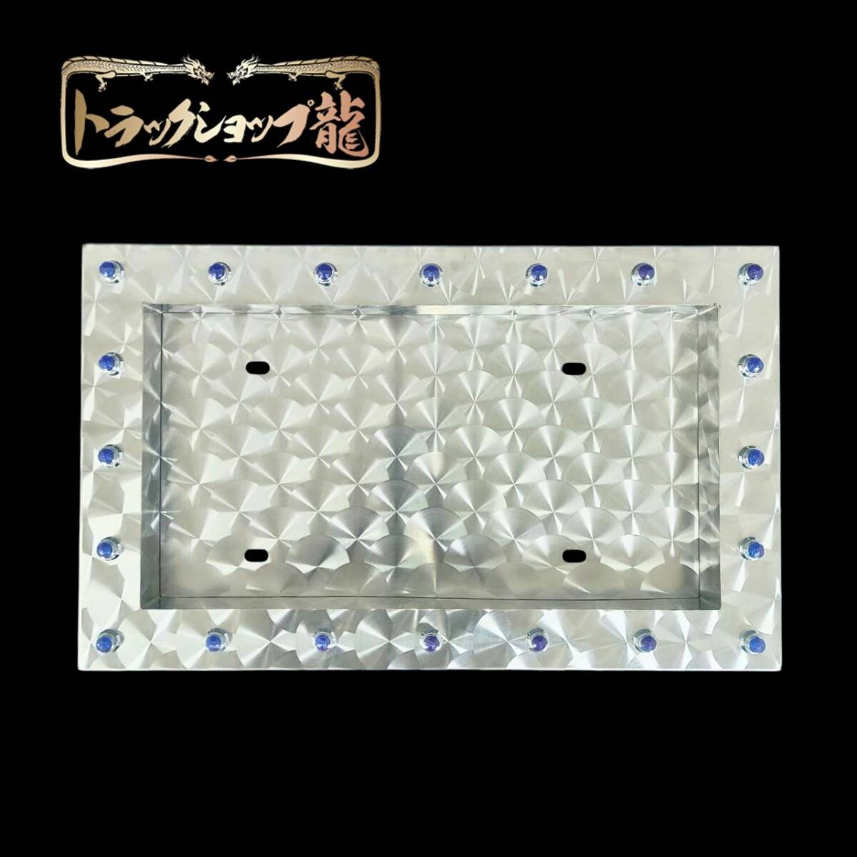 オリジナル 大型 50角 鱗柄 パイロットナンバー枠 ステンレス パイロットランプ付き ナンバーフレーム 汎用 T0117D_画像2