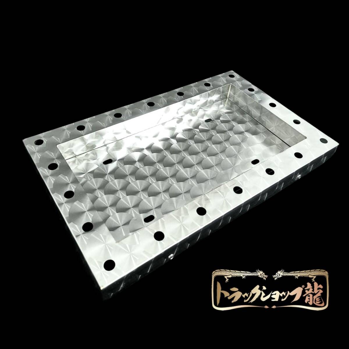 オリジナル 大型 50角 鱗柄 パイロットナンバー枠 ステンレス パイロットランプ付き ナンバーフレーム 汎用 T0117D_画像4