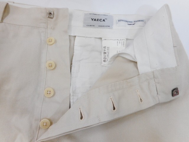 71 送80サ 1204YD12 YAECA ヤエカ メンズ ワイドテーパード チノパンツ 19654 日本製 ベージュ サイズ32 中古品_画像4