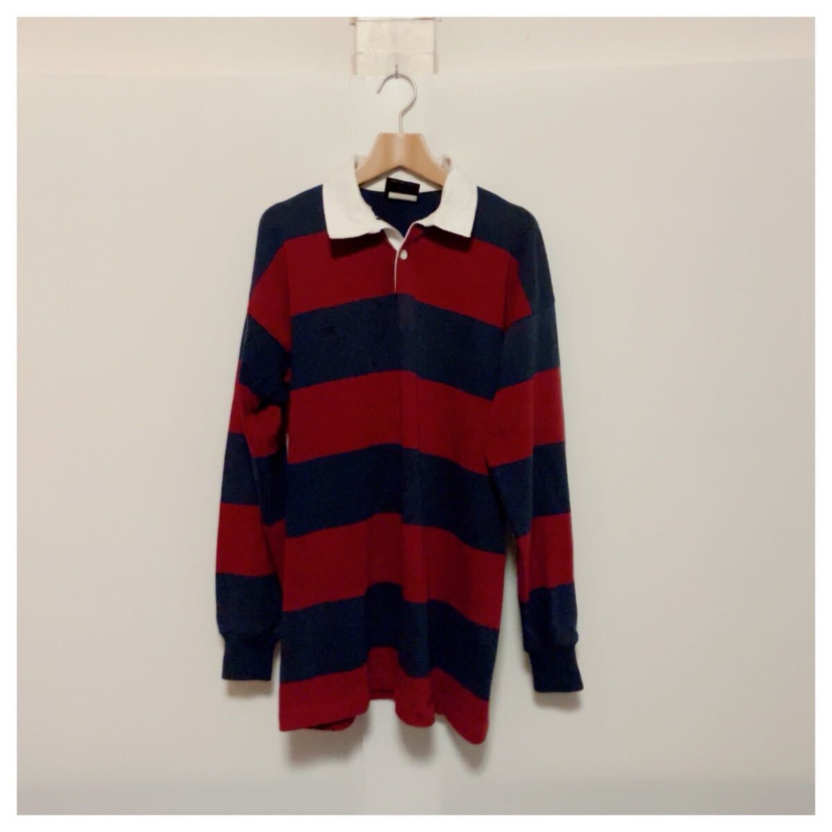 ☆ カンタベリー CANTERBURY ボーダー柄 長袖 ラガーシャツ メンズM相当 ヴィンテージ サイズ40-100 ニュージーランド製_画像1