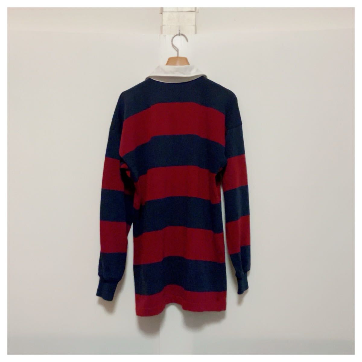 ☆ カンタベリー CANTERBURY ボーダー柄 長袖 ラガーシャツ メンズM相当 ヴィンテージ サイズ40-100 ニュージーランド製_画像2