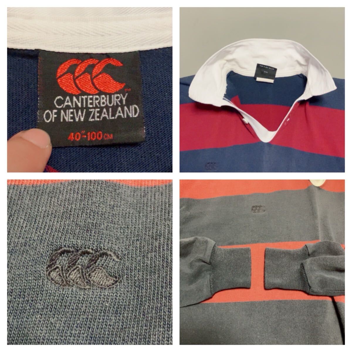 ☆ カンタベリー CANTERBURY ボーダー柄 長袖 ラガーシャツ メンズM相当 ヴィンテージ サイズ40-100 ニュージーランド製_画像3