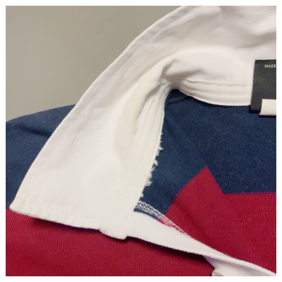 ☆ カンタベリー CANTERBURY ボーダー柄 長袖 ラガーシャツ メンズM相当 ヴィンテージ サイズ40-100 ニュージーランド製_画像4