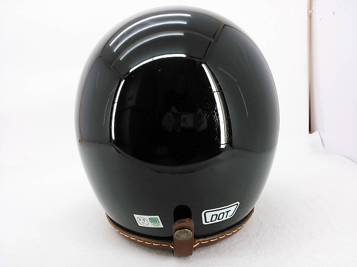 【送料無料】TT&CO スーパーマグナム レザーリムショット ブラック M/L 57-58cm ダブルストラップ ジェットヘルメット_画像3