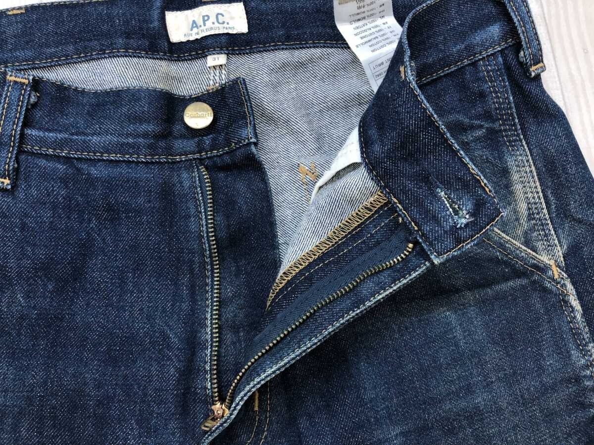 アーペーセー カーハート ダブリューアイピー A.P.C. Carhartt WIP アメカジ ワーク デニム ペインター パンツ ジーンズ メンズ 31 紺_画像4