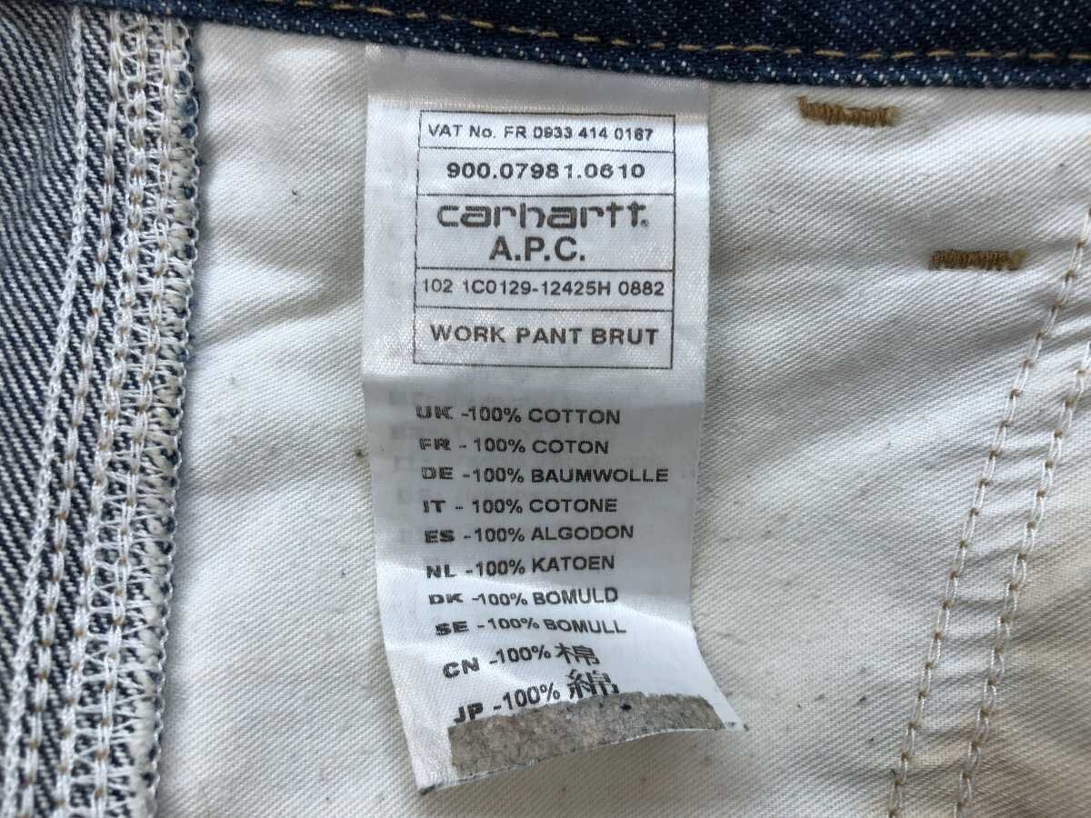 アーペーセー カーハート ダブリューアイピー A.P.C. Carhartt WIP アメカジ ワーク デニム ペインター パンツ ジーンズ メンズ 31 紺_画像7