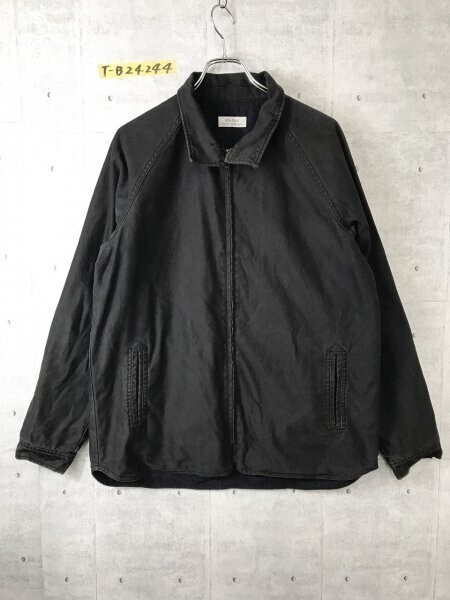 EDIFICE エディフィス メンズ ラグラン コットン ジップジャケット L 墨黒_画像1