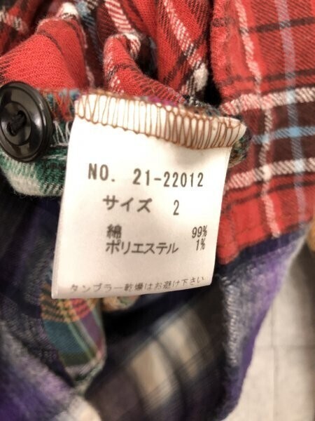 jean nassaus california ジーン ナッソーズ カリフォルニア レディース パッチワーク風 ダブルポケット チェック長袖シャツ 2 ミックス_画像3