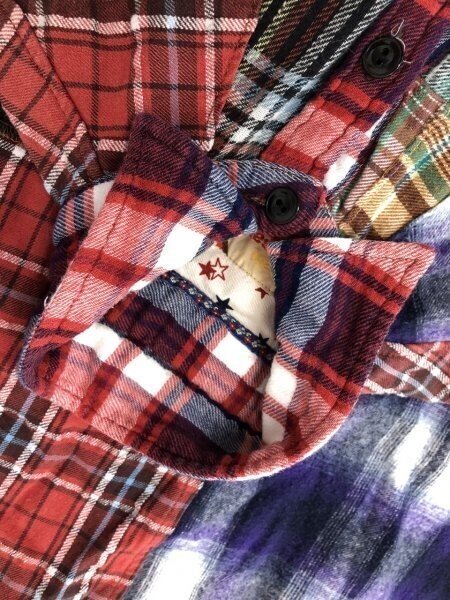 jean nassaus california ジーン ナッソーズ カリフォルニア レディース パッチワーク風 ダブルポケット チェック長袖シャツ 2 ミックス_画像5