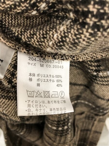 INGNI イング レディース チェック 微起毛 切替 袖シャツ チュニック カットソー M 茶黒白_画像3