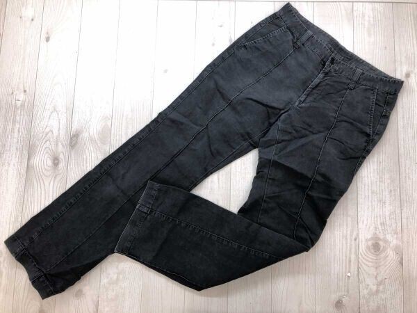 トゥモローランド TOMORROWLAND エディション Edition フロントステッチ ウォッシュ加工 チノパンツ ボトムス メンズ 綿100% S 黒_画像1