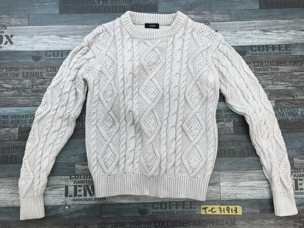 EMODA エモダ レディース コットン ケーブルニットセーター F 水色_画像1