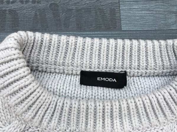 EMODA エモダ レディース コットン ケーブルニットセーター F 水色_画像2