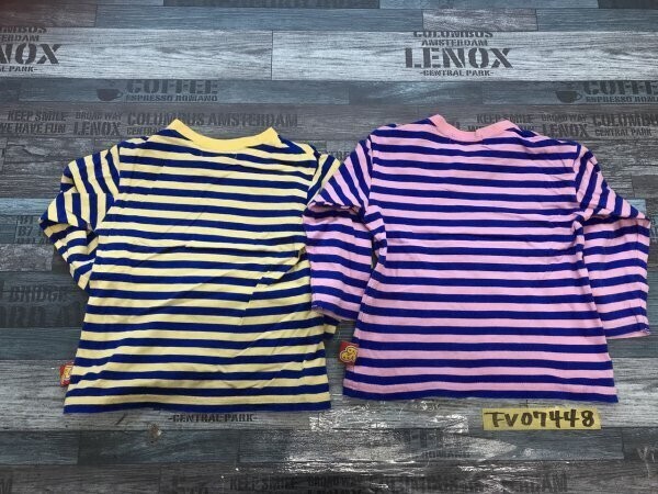 アンパンマン キッズ 男の子 女の子 ボーダー プリント 長袖カットソー 色違い 2点セット まとめ売り 95 青黄色ピンク_画像3