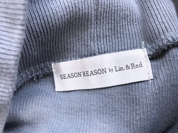 season reason by lin.&red レディース ハイネック ニット プルオーバー ジレ L くすみ青_画像5