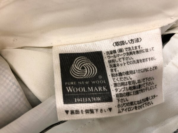(株)水甚 メンズ ウール グレンチェック タック入り スラックスパンツ 91cm グレー青赤_画像2