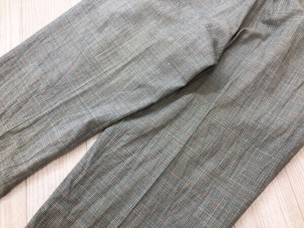 (株)水甚 メンズ ウール グレンチェック タック入り スラックスパンツ 91cm グレー青赤_画像5