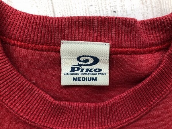 PIKO ピコ メンズ ロゴプリント スウェットカットソー M 赤_画像2