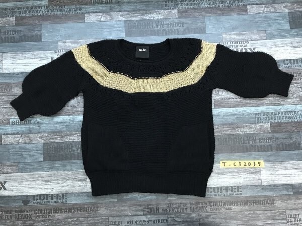 avie レディース ラメ混 ニット切替 セーター F 黒金_画像1