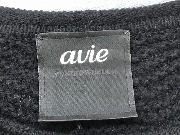 avie レディース ラメ混 ニット切替 セーター F 黒金_画像2