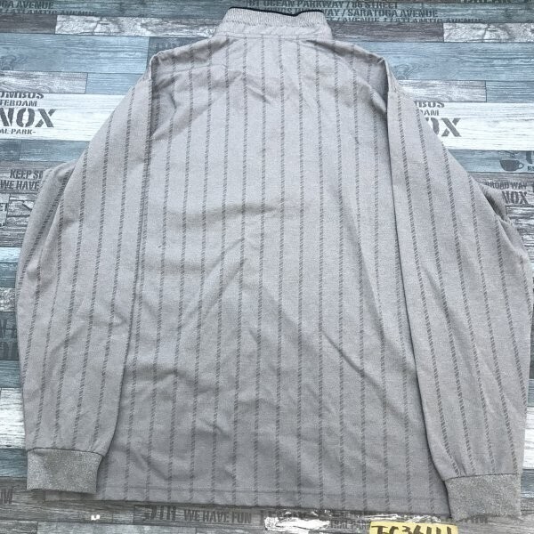 INSPIRE メンズ ハーフジップ ストライプ ロゴワッペン カットソー 大きいサイズ LL グレー_画像3