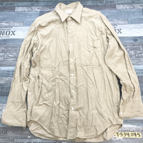 Angelo F. メンズ 日本製 綿混 フランネル 長袖シャツ L ライトブラウン_画像1