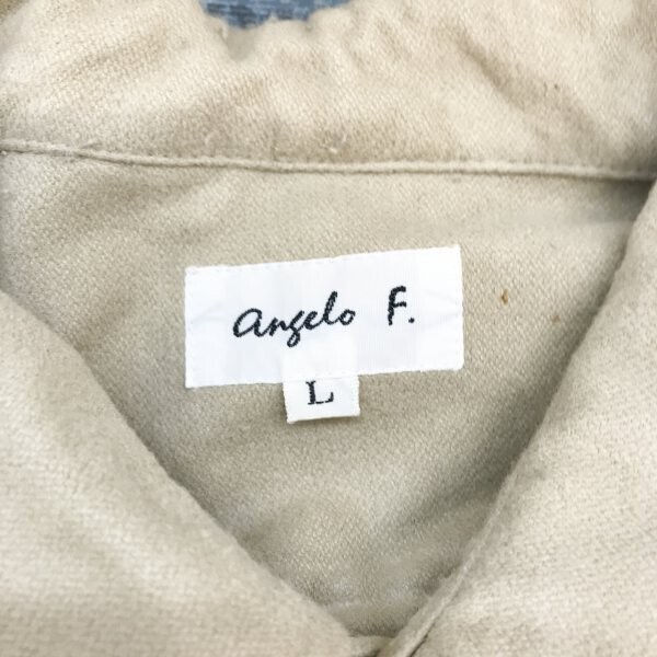 Angelo F. メンズ 日本製 綿混 フランネル 長袖シャツ L ライトブラウン_画像2