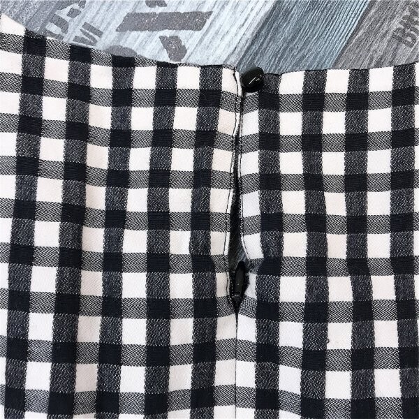 DAZZLIN ダズリン レディース バックジップ チェック柄 ノースリーブワンピース 裏地 S 黒オフホワイト_画像3