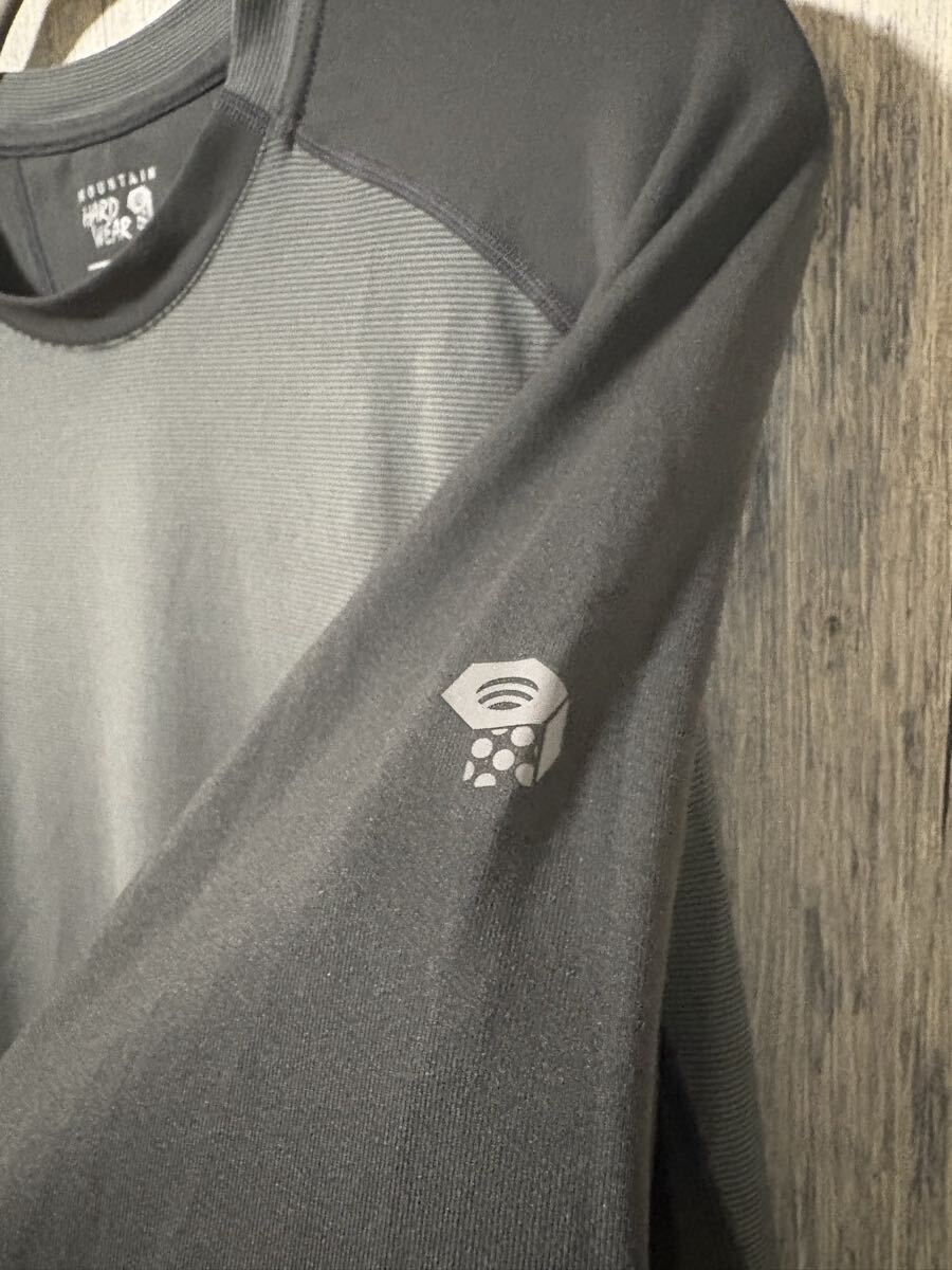 ★美品★送料無料！マウンテンハードウェア！長袖TシャツL（ボーダー）MOUNTAIN HARDWEAR グレー_画像3
