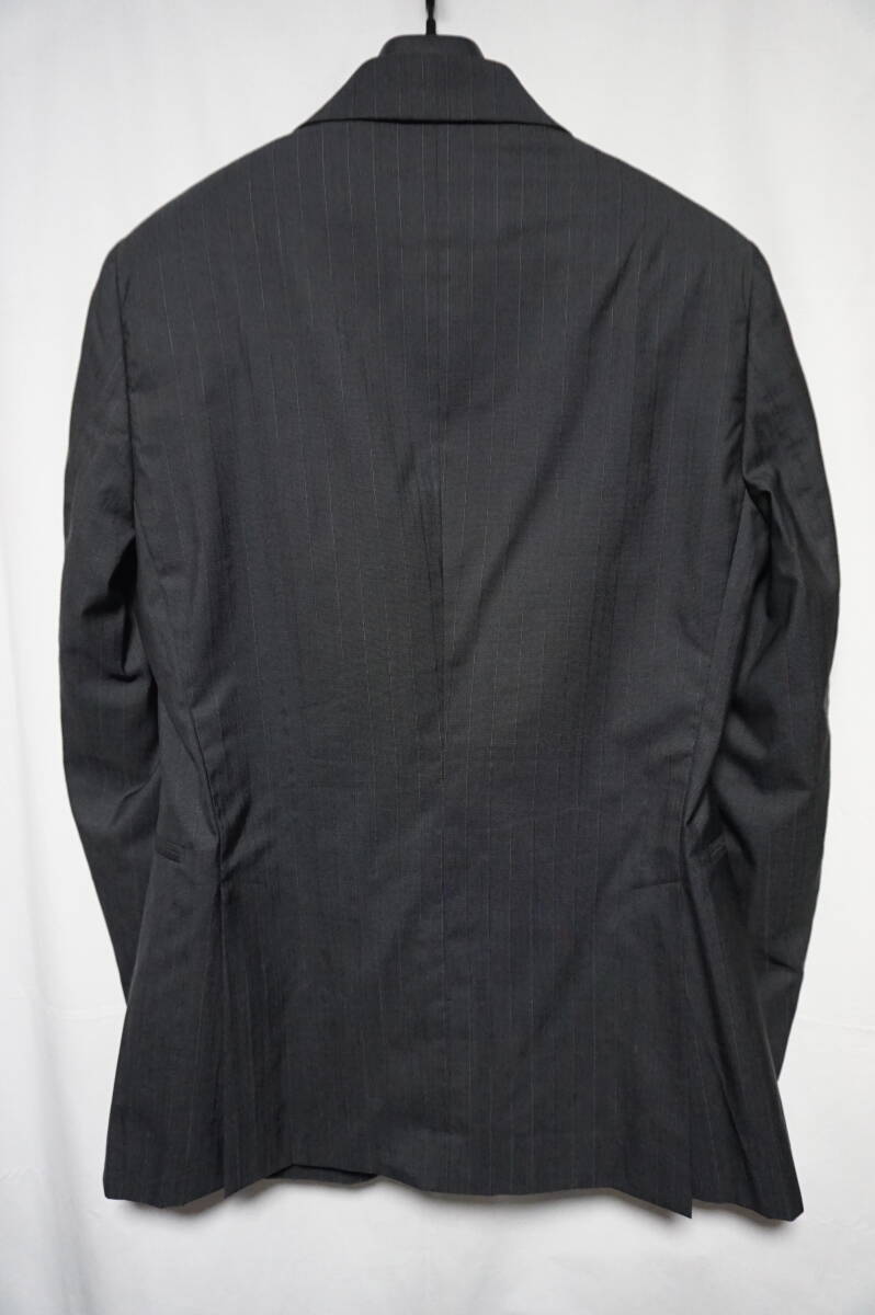 【美品】 EMPORIO ARMANI エンポリオアルマーニ テーラードジャケット 【サイズ46】 ウール シルク グレー ストライプ_画像2